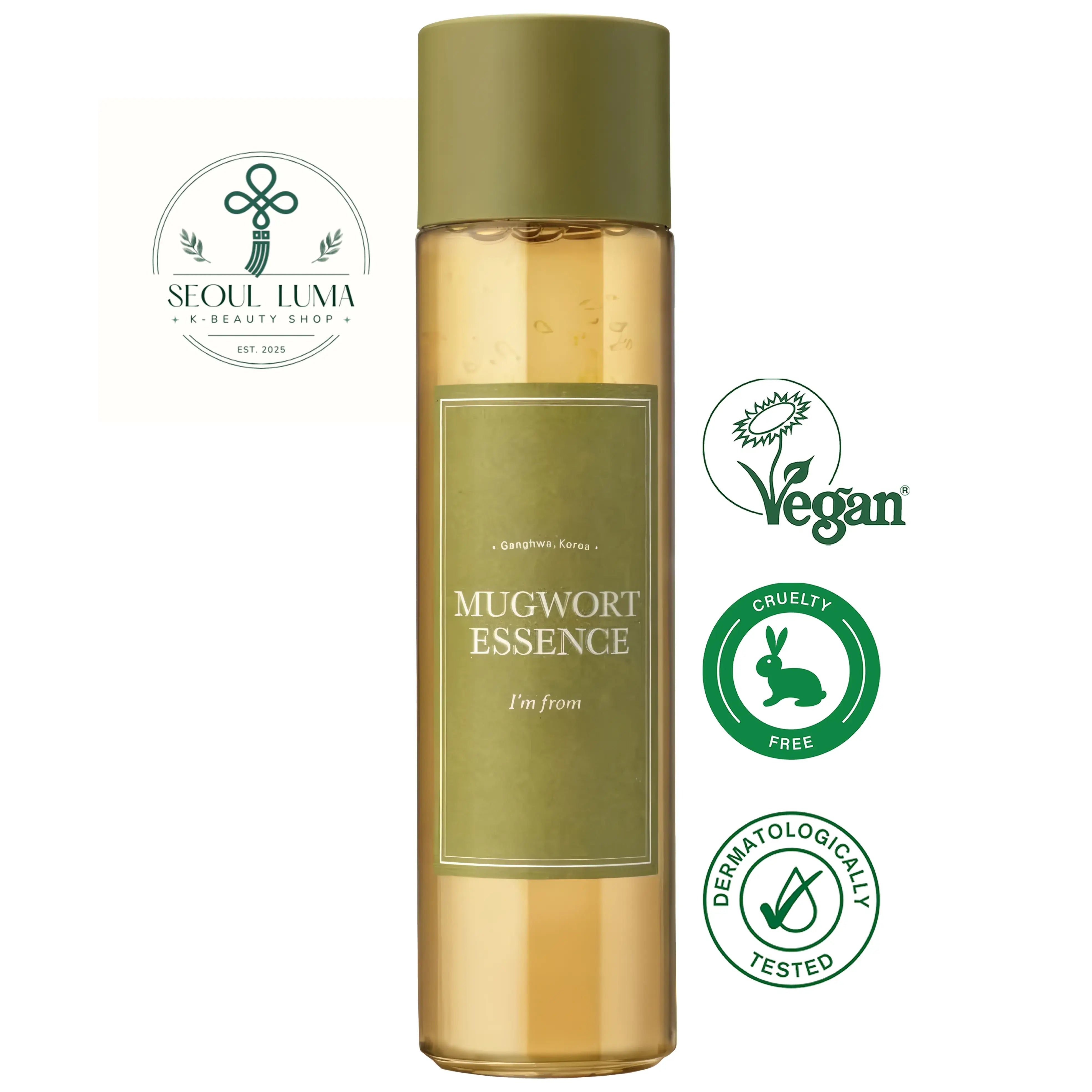 I'm From Mugwort Essence - soothing essence with 100% Ganghwa mugwort extract for irritated, acne-prone, and sensitive skin